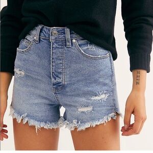 Free people women vintage high rise curvy jean shorts